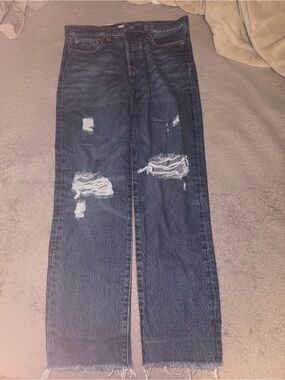 Levi's Ripped Straight-Leg Jeans - Dark Blue